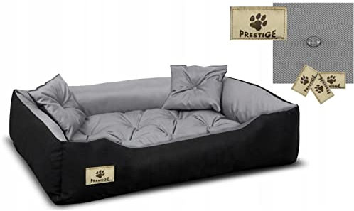 King DOG Prestige hund- och kattsäng med kudde Codura hundkudde hundkorg husdjurssäng tvättbar vattentätt material (innermått: 40 x 30/yttermått: 55 x 45 cm, grå/svart)