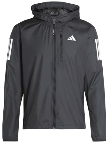 adidas Men's Own the Run Jacket, Black/White pocket, XL