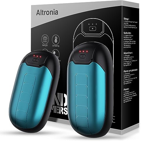 Altronia 2 in 1 Magnetisch Handwärmer - 3 Gänge Sind Einstellbar Tragbar Elektrisch Taschenwärmer Wiederverwendbar, für Outdoor-Sport, Ski, Camping, Warmes Geschenk für Frauen, Männer