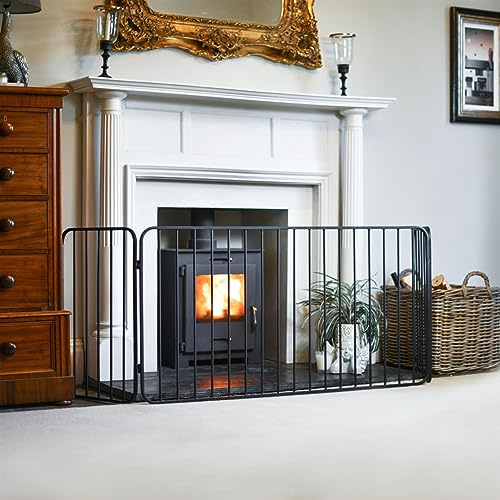 Omni Heavy Duty Fire Surround Black Fireguard Fire Screen – Classic Style Mesh Guard for Log Burners & Open Fires – Spark & Debris Protection