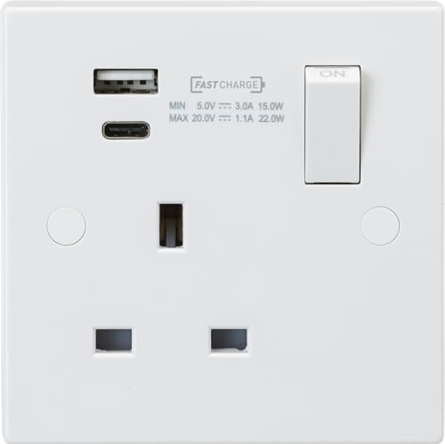Knightsbridge 13A 1G DP Switched Socket with Dual USB A+C (20V DC 1.1A) Max. 22W