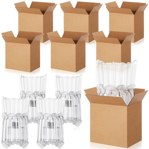 Weekgrat 25 Sets 6x4x6 Inches Mug Boxes for Gift, Small Shipping Cardboard Box with Bubble Pouch for 15oz Sublimation Coffee Mug Packaging Gift Box for Wrapping Shipping Storing Fragile Item (Khaki)