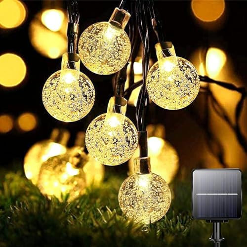 Lezonic Solar Garden Lights Outdoor, 5M/16Ft 30LED Solar Fairy Lights Waterproof, 8 Modes Decorative String Lights for Garden, Patio, Yard, Wedding, Christmas, Terrace, Party (Warm White)