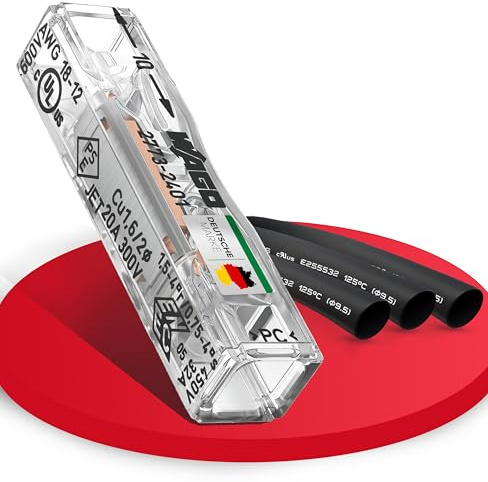 Heidemann WAGO ISO Flex Reparaturset Kabelverbinder mit 6 Stück WAGO Durchgangsverbinder (mit 3 Schrumpfschläuchen, für 0,75-4,0 mm 2 eindrähtig und 1,5-4,0 mm 2 zweidrähtig)