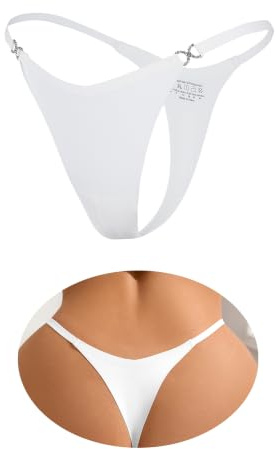 ohmydear Mini string tanga damer med strass sömlösa trosor låg midja G string tangas för kvinnor t-back trosor tunna stringtrosor stora storlekar trosor, 1 pack vit, M