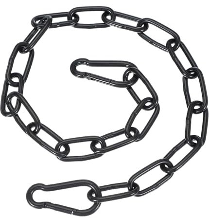 EujRcf Black Metal Chain, 1m Heavy Duty Gate Chain Lock with 2 Detachable Carabiners, Multi-Purpose Security Chain for Gates, Fences, Doors, DIY Projects
