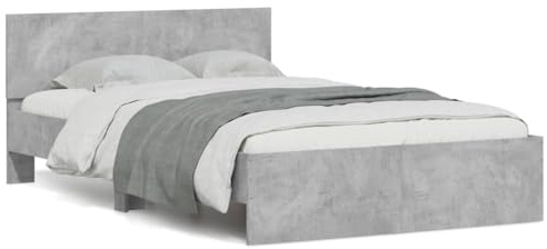 Iiaky 3207619 Giroletto con Testiera e LED Grigio Cemento 120x200 cm Letto,Struttura Letto a Piattaforma E Contenitore sotto Il Letto,Facile da Montare
