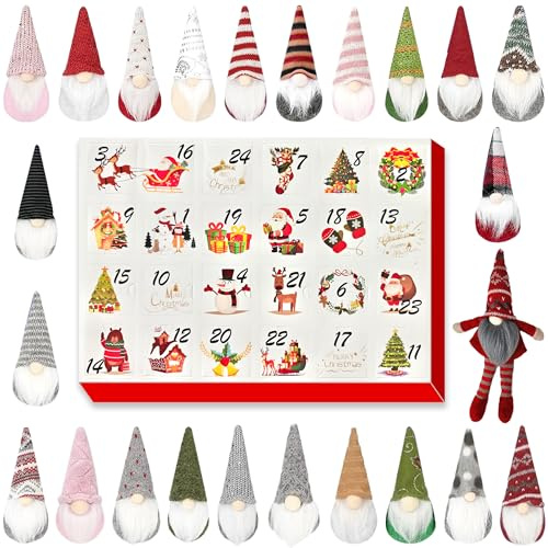 DONGTATA Christmas Gnome Advent Calendar 2025 24 Day Plush Gonk Countdown Calendar with Mini Gnomes Festive Holiday Decoration & Gift for Kids and Adults