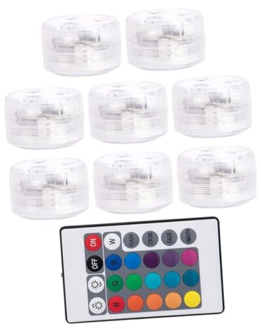 SHINEOFI Luces LED Sumergibles con Control Remoto 8 Unidades Impermeables Ip68 Material ABS Transparente para Piscinas Estanques y Fuentes Decorativas Iluminación RGB Agua
