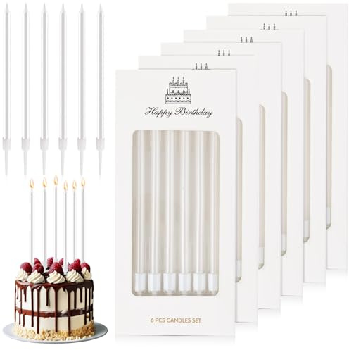 Geburtstagskerzen Perlmutt, 36 Stück Birthday Candles, Lang und Dünn