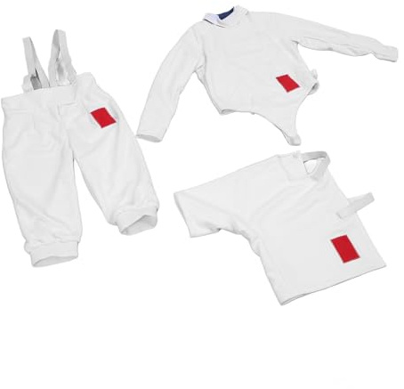 Halearo Conjunto de Traje de Esgrima para Niños, Pantalones Transpirables Ajustables, Chaqueta, Chaleco para una Sesión de Entrenamiento Cómoda (42)