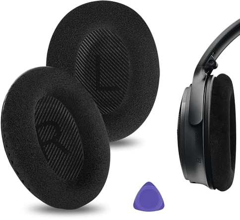 GEEKRIA, cuscinetti auricolari di ricambio in velluto per Bose QuietComfort QC35, QC25, QuietComfort 35 II, QC35 II, QC35 II per cuffie, cuscinetti auricolari, parti di riparazione (velluto nero)