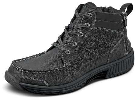 Orthofeet Men's Orthopedic Ryder Slip-Resistant Dual-Zip Leather Boot, Black, Size 8