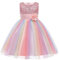 Kinder Mädchen Pailletten Kleid Blumenmädchen Regenbogen Tüllkleid Hochzeit Brautjungfer Tütü Prinzessin Kurzes Partykleid Kleinkinder Geburtstagskleid Ballkleid Ärmellos Sommerkleid Rosa 5-6 Jahre