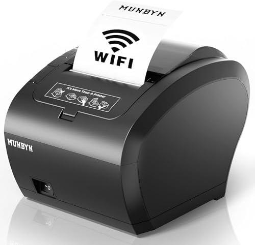 MUNBYN WiFi Receipt Printer with USB Port, 80mm WiFi POS Printer Works with Mac Windows Chromebook Linux Cash Drawer, No Support for Square, Zettle, Shopify, Kyte, Bluetooth or 5G Wi-Fi