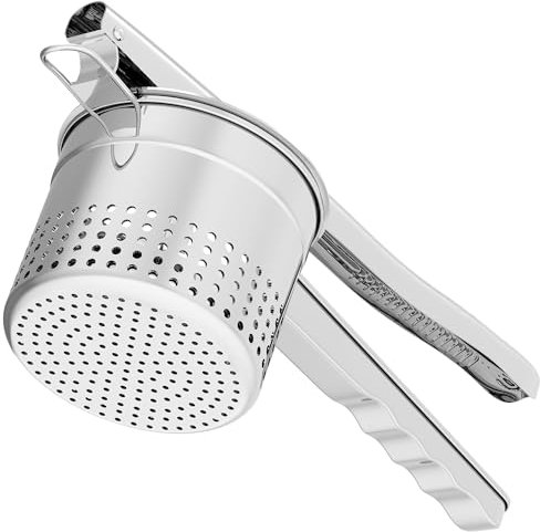 GloTika Schiacciapatate grande da 425,2 g, in acciaio inox resistente, con manico ergonomico, schiacciapatate e schiacciapatate, utensile da cucina per purè di patate, macchina per noodle