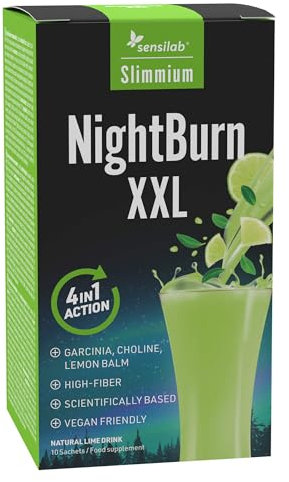 Garcinia Cambogia, Achicoria y Colina | Termogenico alto en Fibra | Ayuno Intermitente | 10 Sobres para 10 Días | Con E-Libro Gratuito | NightBurn XXL Slimmium Sensilab