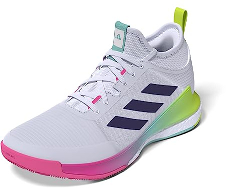 adidas Shoes - Low (Non Football) Crazyflight Mid, Ftwr White/Team Colleg Purple/Flash Aqua, HP3337, 4-