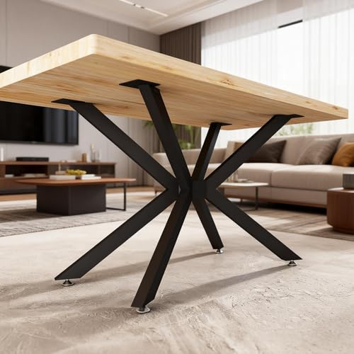 FJANKUI Heavy Duty Metal Desk Legs 29 Inch - Industrial Wrought Iron Table Base for Glass, Marble, Wood Table Tops - Desk Frame for Home Office, Kitchen Island, Writing & Computer Workstation (Black)