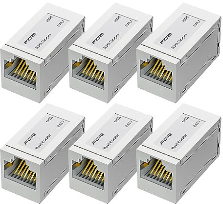 FGB 10Gbps RJ45 Kupplung Cat7 LAN Kupplung Ethernet Erweiterung Adapter Netzwerk Verbinder, Netzwerkkabel Verbinder Kupplung geschirmt Buchse auf Buchse für Kable Verlängerung Kuppler 6 Stück