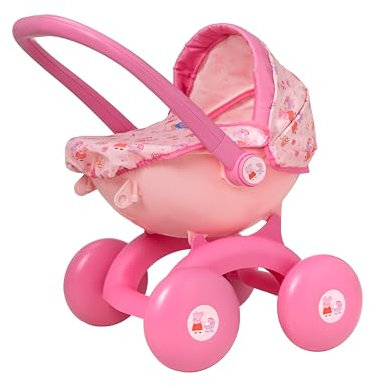 Peppa Pig 4-in-1 My First Pram in Pink | Interchangeable Pushchair, Carry Cot & Baby Chair | Includes Bedding & Removable Apron | Toddler Role Play Stroller Toy for Ages 18 Months+