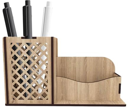 Zuasdvnk Porta tarjetas de visita con soporte para bolígrafos, soporte para tarjetas de visita - Estuche organizador de exhibición de tarjetas de visita de madera,Organizador de mesa para escritorio,