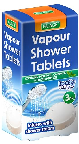 Nuage Vapour Shower Tablets - Breathe Easy with Every Shower | Contains Menthol & Eucalyptus Oil (3 Pack)
