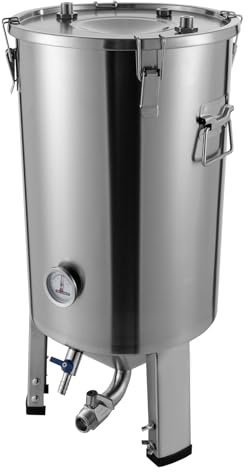 Gärbehälter 32L Craft Bier Maschine Bierbraufass mit Kühlspule Temperaturkontrolle Praktische Skala Gärröhrchen Geeignet zum Gären von lokalem Bier, Wein und Milch