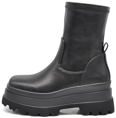 IF Scarpe Stivaletti Da Donna gambale sottile e morbido si adatta alla gamba Con Zeppa Plateau Platform HJ813 nero N.41