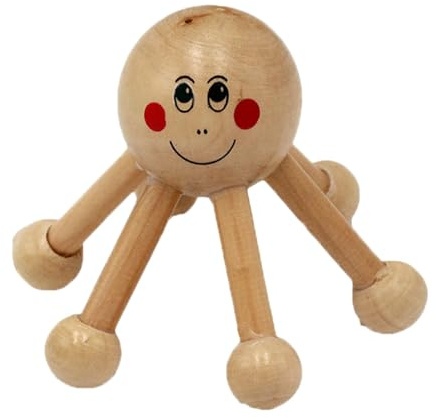Masajeador corporal de madera, masajeador de cabeza con forma de araña de seis patas, masajeador de cuero cabelludo relajante, masajeador portátil, herramienta de relajación manual para cabeza