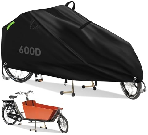 YedZen Lastcykel täckpresenning, 600D Oxford 270 x 75 x 100 cm lasthjulsskydd, vattentätt UV-skydd cargocykelskydd för lastcyklar, cykelskydd för lastcyklar