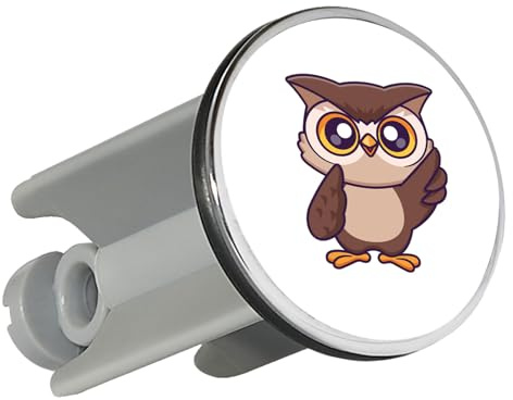 Huuraa Waschbeckenstöpsel Eule Comic 4cm höhenverstellbar Abflussstopfen Geschenkidee