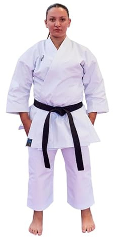 Karate Senpai | Divisa Karate Karategi Kata Pro - Kimono da Competizione 300 g/m² con Rinforzi - Ideale per Kata e Gare - Bianco Premium (2.5/155)