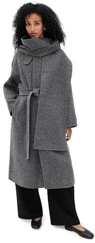 DUNST Women's Muffler Mac Coat, Melange Grey, M