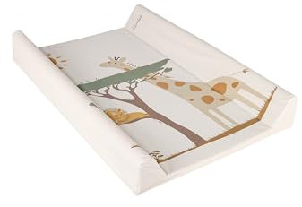 Sterntaler Wickelauflage Safari - Babywickelauflage - pflegeleichtes und abwaschbares Obermaterial - Wickelunterlage mit Druckmotiv Giraffe und Löwe - gepolstert für maximalen Komfort, ecru