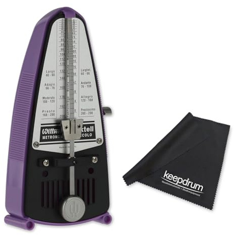 Wittner Taktell Piccolo 830371 mekanisk metronom lila med keepdrum mikrofiberduk