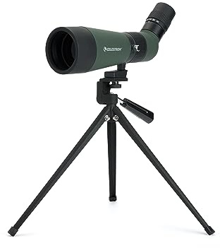 Celestron – LandScout 60mm Angled Spotting Scope – Fully Coated Optics – 12–36x Zoom Eyepiece – Rubber Armored – Tabletop Tripod and Smartphone Adapter