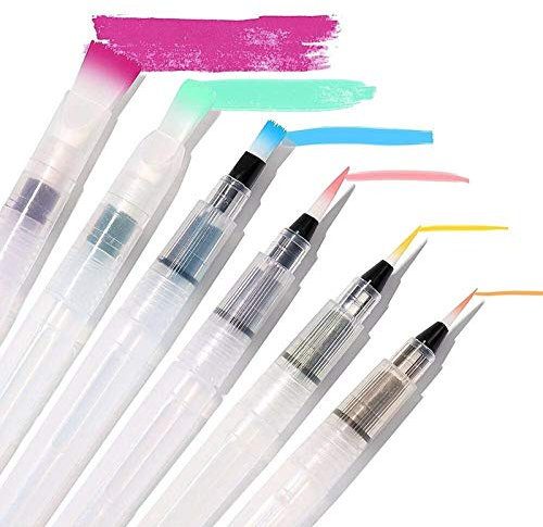 Wasserfarben-Pinselstifte, Set mit 6 Wassermalpinseln für wasserlösliche Buntstifte, Wasserfarbmarker, Puderpigmente, Aquarellfarben