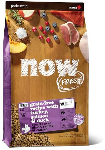 Now Fresh Grain-Free, Dry Cat Food, Turkey, Salmon and Duck Kibble, Real Meat and Fish Senior Recipe, 3 lb Bag