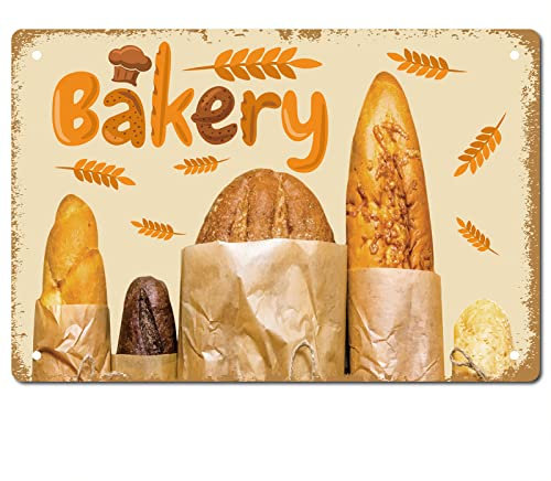 CREATCABIN Panadería Carteles de Chapa de Metal Vintage Cartel de Pared Arte Decoración Placa Póster Obra de Arte Hogar Cocina Baño Jardín Cafés Pubs Restaurantes Oficina Decoración 12x8 Pulgada