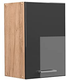 Vicco Hängeschrank R-Line, hängender Küchenschrank, Anthrazit Hochglanz/Goldkraft Eiche, 40 cm