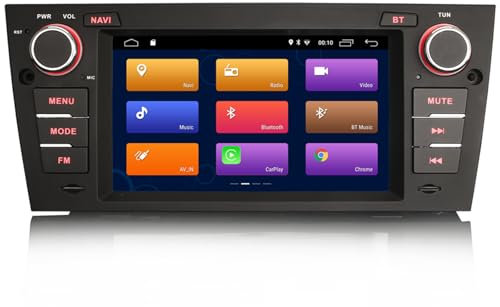 Erisin Navegador GPS de Coche con 8 núcleos Android 14 para BMW Serie 3 E90 E91 E92 E93 M3 Soporte GPS Sat Nav Carplay DSP Bluetooth WiFi SWC 7 Pulgadas Pantalla táctil Control del Volante