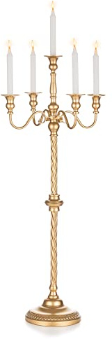 Sziqiqi 88cm Vintage Bougeoirs Chandelier Dore - Decorative Bougeoirs Métal pour Centre de Table Mariage Manger Noel Fête Bapteme Paques Anniversaire Fiancaille Halloween Ramadan Ceremonie Communion