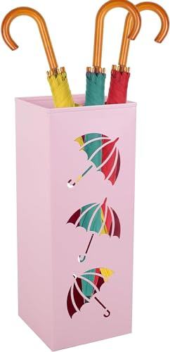 Portaombrelli in metallo, autoportante, decorativo, multiuso, per ingresso, casa, hotel, ufficio (rosa)