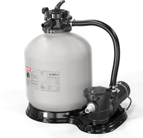 VINGLI 24 in Sand Filter Pump, 4227 GPH 1.5 HP Commercial Grade Heavy Duty Pool Filter Pump with 7-Way Valve for Large Above Ground & Inground Pools Up to 20000 Gallons