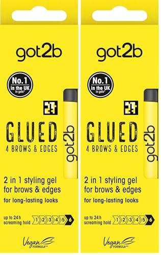 got2b Glued for Brows & Edges 2 in 1 Wand Eyebrow Gel, 72hr Hold, No White Residue or Stickness, Vegan, Silicone Free, Alcohol Free, 16 ml (Pack of 2)