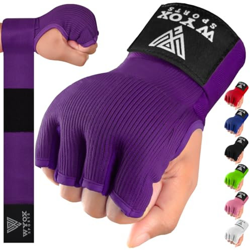 WYOX Guantes interiores de boxeo de gel para hombres y mujeres, correas de muñeca rápidas de 80 cm de largo, vendas de boxeo acolchadas elásticas para Muay Thai, MMA, kickboxing, artes marciales