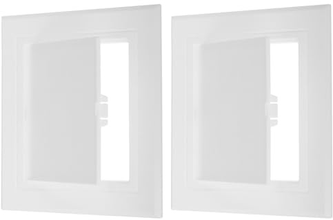 PATIKIL Panneau d'accès amovible charnière 4 x 4 pouces (95 x 95 mm) 2 portes accès plomberie en ABS cache-trou mural facile pour cloisons sèches plomberie câbles électriques câblage blanc