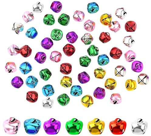 Calkkrer 50 Stück Bunte Glöckchen Zum Basteln, Metall Weihnachtsglöckchen, Schellen Glocke Weihnachten Anhänger, Glocke Für Weihnachten Basteln, Weihnachtsdeko Klein