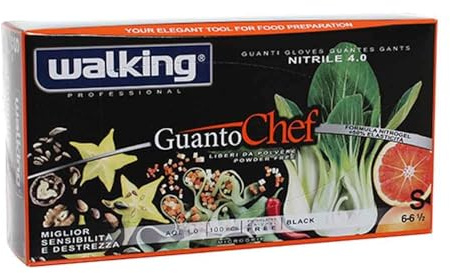 100 Guanti Neri Monouso da Cucina Usa e Getta, Guanti in Nitrile S per Alimenti, per Chef, Ristorazione, Catering, Pulizia, Uso Professionale, Caratteristiche: Microruvido, 4 Grammi, Liberi da Polvere